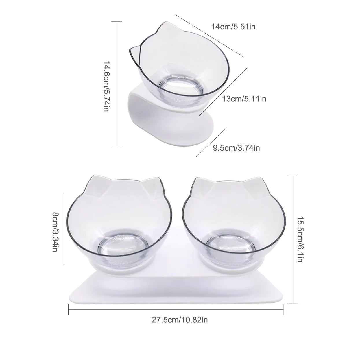 Elevated Anti-Tip Cat Bowl - Large Capacity Food & Water Feeder - FDA Certified Design
