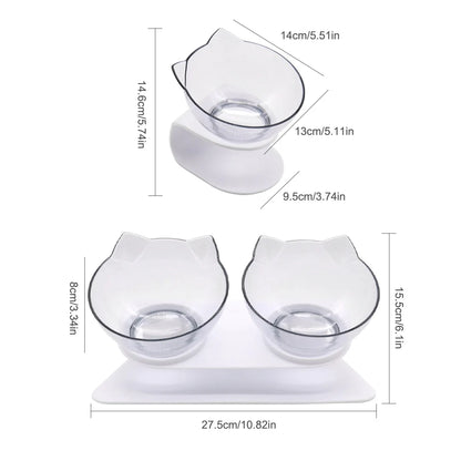 Elevated Anti-Tip Cat Bowl - Large Capacity Food & Water Feeder - FDA Certified Design