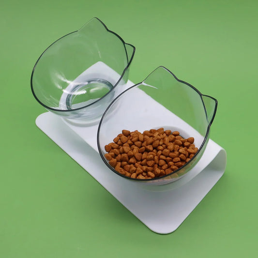 Elevated Anti-Tip Cat Bowl - Large Capacity Food & Water Feeder - FDA Certified Design